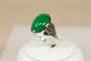 A Striking Art Deco Sterling Silver, Chrysoprase & Marcasite Statement Ring