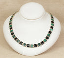 Exceptional 950 Silver Malachite & Onyx Articulated Necklace