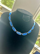 Modern Mid Century 1955 Norway David Anderson Sterling Silver Electric Blue Enamel Necklace