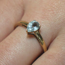 9ct gold teardrop aquamarine solitaire ring
