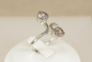 Silver & Crystal Duo Elongated Ring