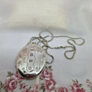 Large Vintage Silver 'Flowers of the UK' Locket on 24" Chain