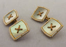 Antique Edwardian 9ct Gold Abalone & Enamel Cufflinks Boxed