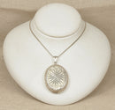 Vintage Large Silver Oval Locket & Chain