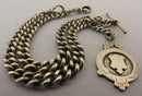 Heavy Antique Solid Silver Double Albert Pocket Watch Chain & Fob Bir 1922