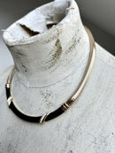 Vintage Christian Dior Black Enamel/Rhinestone Gold Plated Necklace with CD Jewellery Pouch