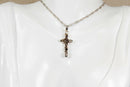 Beautiful Sterling Silver & Multi-Amethyst Cross Pendant with Italian Chain