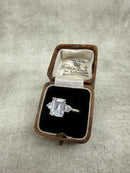 925 Silver 3 Carat Emerald Cut CZ Trilogy Ring