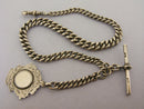 Victorian Solid Sterling Silver Albert Pocket Watch Chain t-Bar & Fob Bir 1896