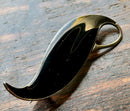 Modern Mid Century Sterling Silver Finn Jensen Cherry Black Enamel Swirl Brooch