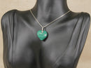 Pretty Sterling Silver & Malachite Heart Pendant with 20-Inch Box Chain