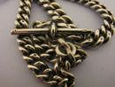 Very Heavy Antique Solid Sterling Silver Albert Pocket Watch Chain & T-Bar Bir 1893