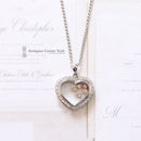 9ct White Gold Floating Diamond Heart