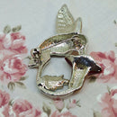 Vintage-Style Enamelled Hummingbird & Trumpet Flower Brooch