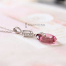 18ct White Gold Pink Tourmaline & Diamond Pendant