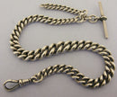 Heavy Antique Solid Sterling Silver Albert Pocket Watch Chain & T-Bar Bir 1901
