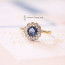 Edwardian Style 18ct Sapphire & Diamond Cluster