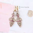 Vintage Art Deco Style 18ct White Gold Ruby & Diamond Drop Earrings