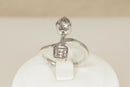 Silver & Crystal Duo Elongated Ring