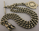 Heavy Antique Solid Silver Double Albert Pocket Watch Chain & Fob Bir 1922