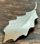 Modern Mid Century Norwegian Aksel Holmsen Sterling Silver Gilt Snowdrop White Enamel Leaf Brooch