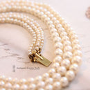 1980's Cultured Pearl 3 Row Necklace on Turquoise & Pearl Clasp