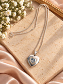Sterling Silver and 9ct Gold Heart Locket Pendant Necklace