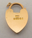 Edwardian Solid 9ct 9k Yellow Gold Heart Padlock Clasp Charm Pendant Bir 1908