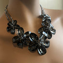 Butler and Wilson Black Grey and Silvery Faceted Glass Necklace