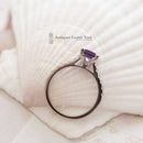 18ct White Gold Amethyst & Diamond Ring