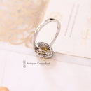 Platinum Yellow Sapphire & Diamond Oval Cluster Ring