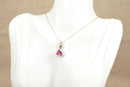 9ct Gold Pink Tourmaline & Diamond Pendant & Chain