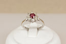 Elegant 18ct White Gold Ruby & Diamond Cluster Ring