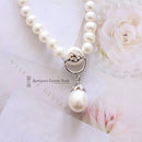 9ct White Gold Diamond & Freshwater Pearl Necklace