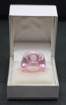 Lalique rose crystal Carambole ring, size M