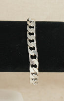 Silver Flat Curb Link Bracelet with Lobster Clasp