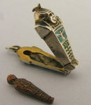 Antique Silver 1920s Egyptian Revival Sarcophagus Charm Opens to Mummy
