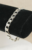 Silver Flat Curb Link Bracelet with Lobster Clasp