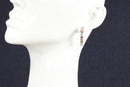 Silver Pink & White Crystal Earrings