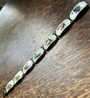Modern Mid Century Theodore Olsen Eftf Sterling Silver Gilt Flower Guilloch Enamel Panel Bracelet