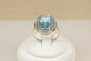 Silver Blue & White Topaz Statement Ring
