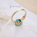Antique 18ct Turquoise & Diamond Cluster Ring
