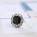 Vintage Large 18ct Australian Sapphire & Diamond Cluster Ring