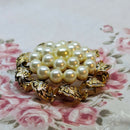 Stunning Vintage Mid-Century Faux Pearl & Enameled Leaf Brooch