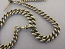 Heavy Antique Solid Sterling Silver Albert Pocket Watch Chain & T-Bar Bir 1901