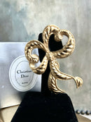Vintage Christian Dior Large Gold Plated Bow Brooch with CD Box