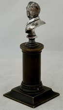 The Duke of Wellington, 19th Century Silver Plated Bust on a Brass Column.