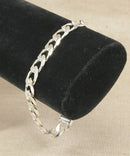 Silver Flat Curb Link Bracelet with Lobster Clasp