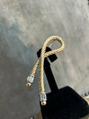 Vintage Grosse (Dior Designer) Gold Plate Rope Style Brooch with Baguettes