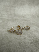 Vintage Gold on Silver Diamond Set Drop Earrings